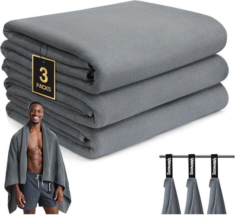 SOOWASH Camping Towels Quick Dry Sweat Towels for Gym, Absorbent Fast Drying Lightweight 27 inch X 55 inch Negative Ions Odorless Gym Towels for Men & Women,Yoga Sports Travel Outdoor (Large Gray) - Image 1